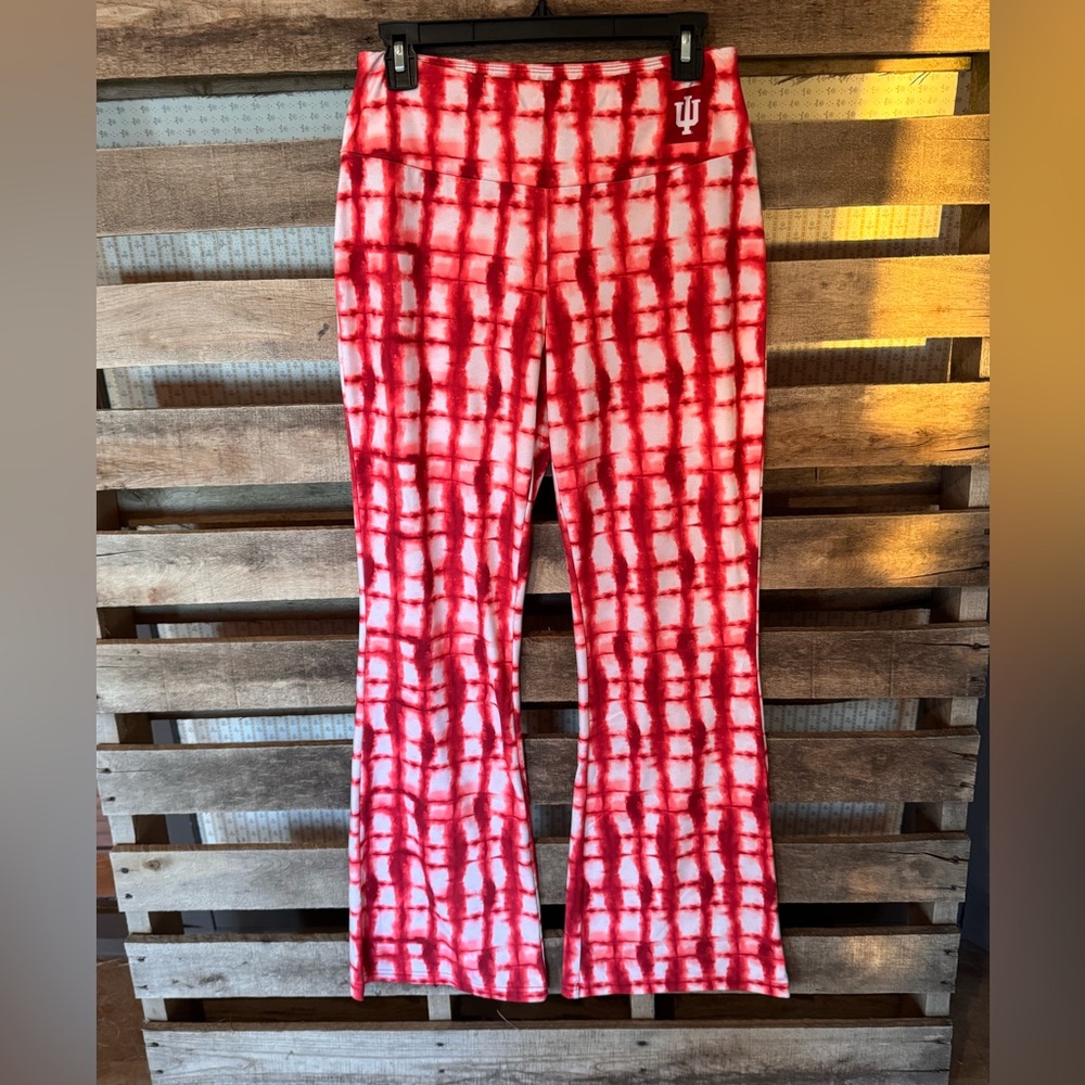 Women's Red Tie-Dye IU Flare Pants